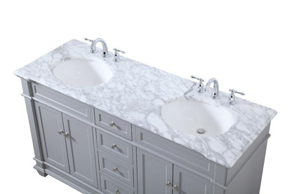 Elegant Furniture & Lighting - Wesley 60 inch Double Bathroom Vanity set in Grey - VF50060DGR veiw 3