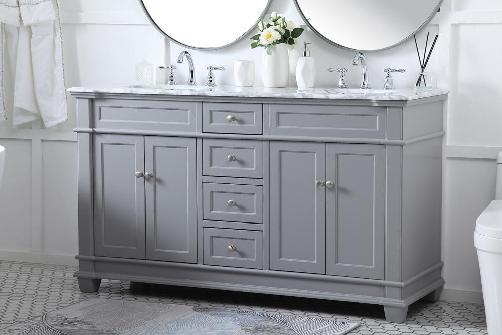 Elegant Furniture & Lighting - Wesley 60 inch Double Bathroom Vanity set in Grey - VF50060DGR veiw 9