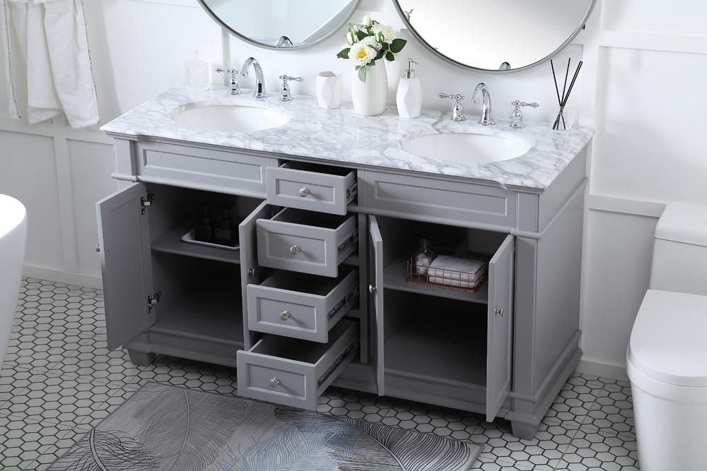Elegant Furniture & Lighting - Wesley 60 inch Double Bathroom Vanity set in Grey - VF50060DGR veiw 10