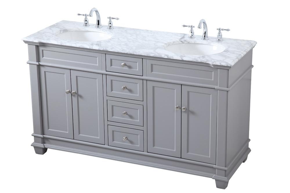 Elegant Furniture & Lighting - Wesley 60 inch Double Bathroom Vanity set in Grey - VF50060DGR veiw 15