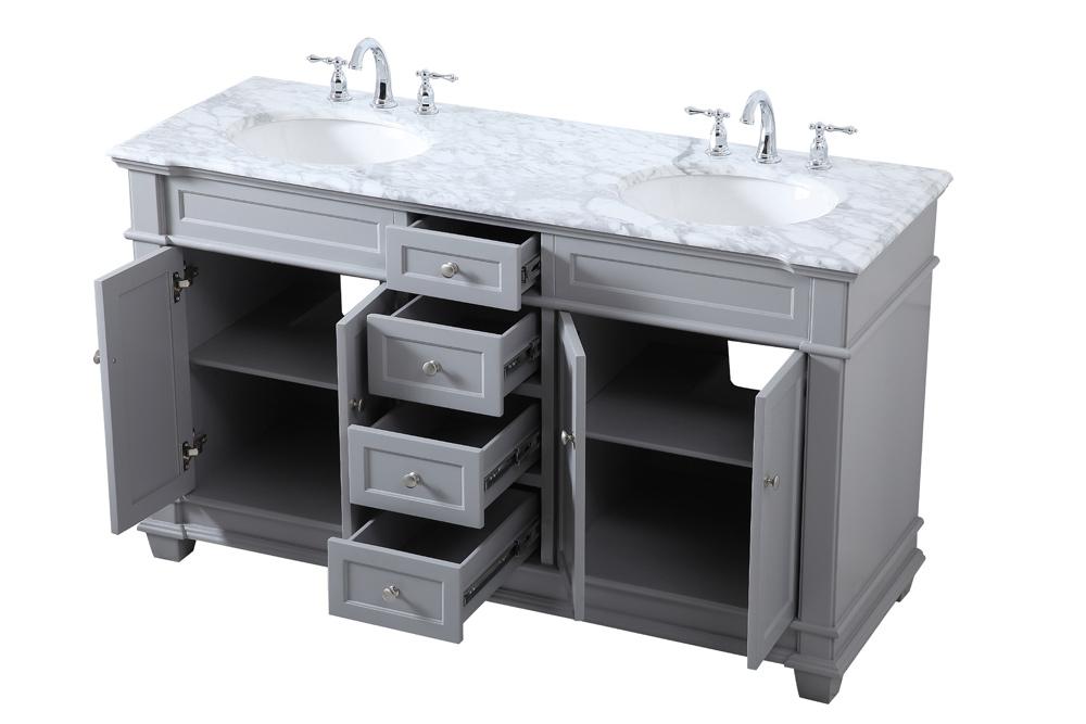 Elegant Furniture & Lighting - Wesley 60 inch Double Bathroom Vanity set in Grey - VF50060DGR veiw 16