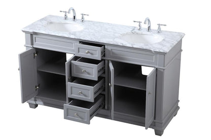 Elegant Furniture & Lighting - Wesley 60 inch Double Bathroom Vanity set in Grey - VF50060DGR veiw 16