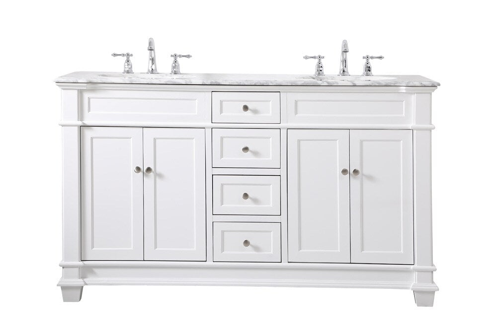 Elegant Furniture & Lighting - Wesley 60 inch Double Bathroom Vanity set in White - VF50060DWH veiw 1