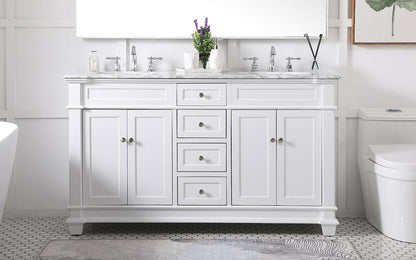 Elegant Furniture & Lighting - Wesley 60 inch Double Bathroom Vanity set in White - VF50060DWH veiw 2