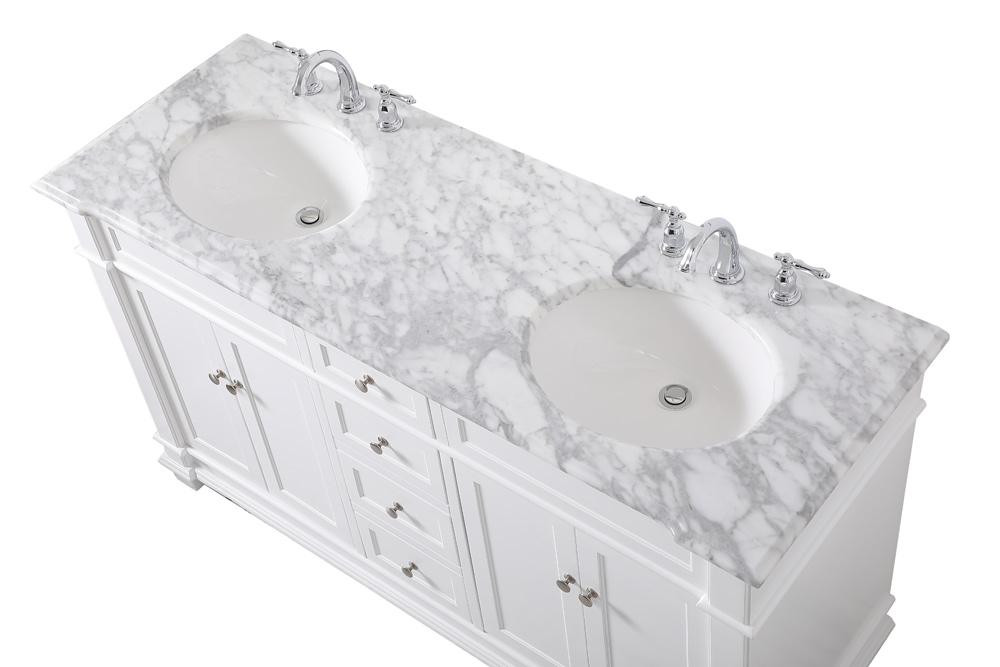 Elegant Furniture & Lighting - Wesley 60 inch Double Bathroom Vanity set in White - VF50060DWH veiw 3