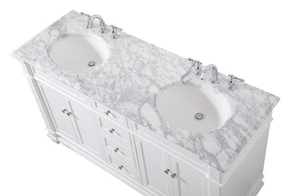Elegant Furniture & Lighting - Wesley 60 inch Double Bathroom Vanity set in White - VF50060DWH veiw 3