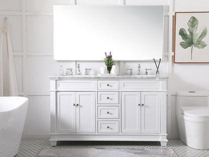 Elegant Furniture & Lighting - Wesley 60 inch Double Bathroom Vanity set in White - VF50060DWH veiw 11