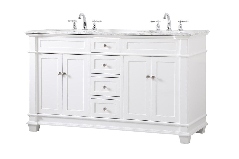 Elegant Furniture & Lighting - Wesley 60 inch Double Bathroom Vanity set in White - VF50060DWH veiw 14