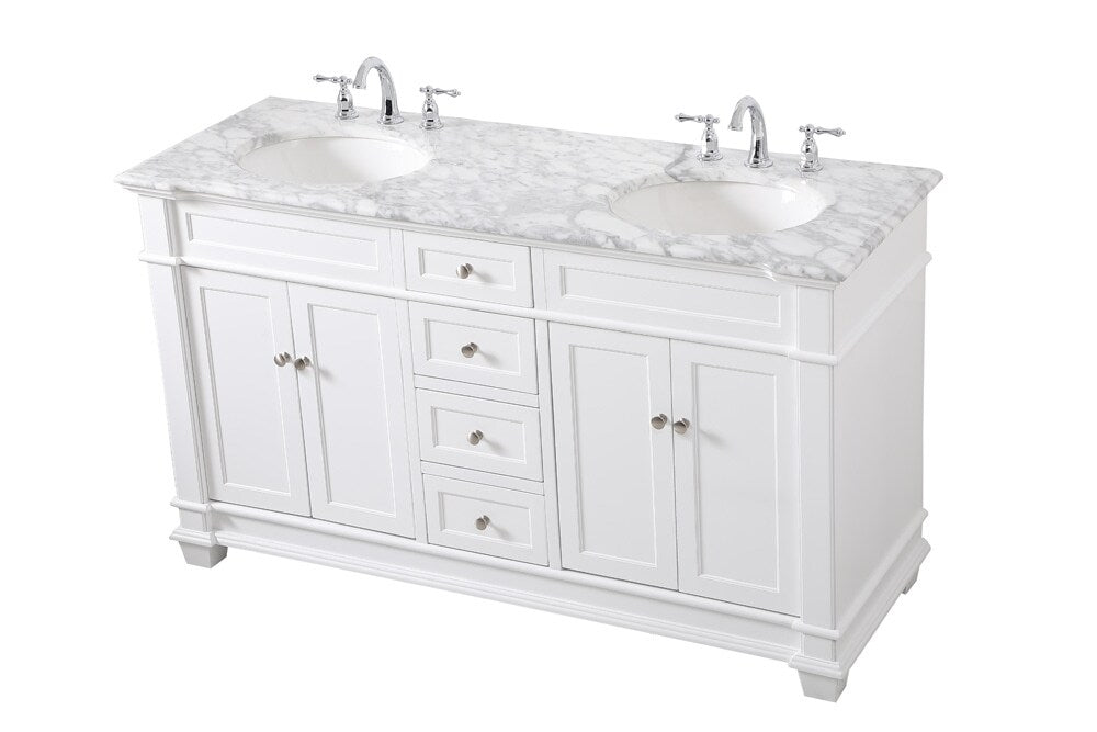 Elegant Furniture & Lighting - Wesley 60 inch Double Bathroom Vanity set in White - VF50060DWH veiw 15