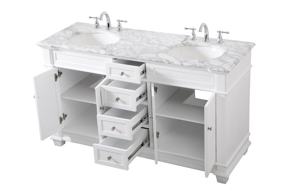 Elegant Furniture & Lighting - Wesley 60 inch Double Bathroom Vanity set in White - VF50060DWH veiw 16