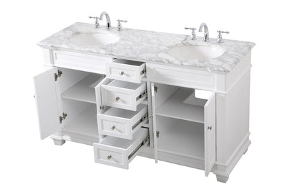 Elegant Furniture & Lighting - Wesley 60 inch Double Bathroom Vanity set in White - VF50060DWH veiw 16