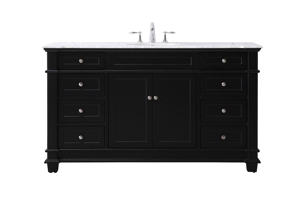 Elegant Furniture & Lighting - Wesley 60 inch Single bathroom vanity set in black - VF50060BK veiw 1