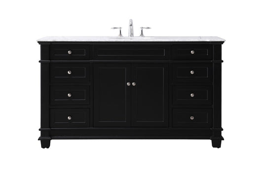 Elegant Furniture & Lighting - Wesley 60 inch Single bathroom vanity set in black - VF50060BK veiw 1