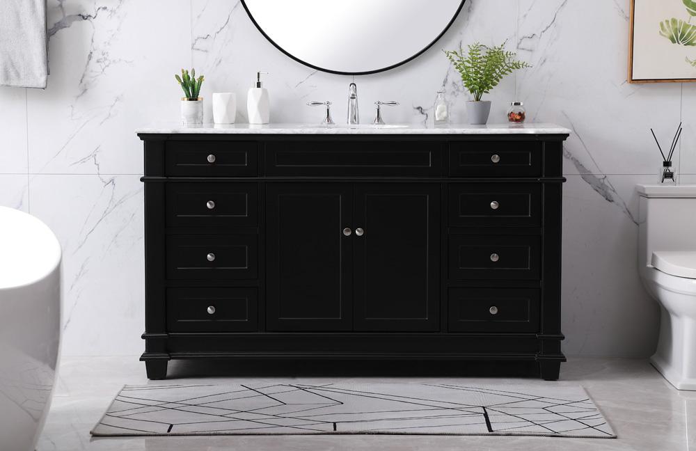 Elegant Furniture & Lighting - Wesley 60 inch Single bathroom vanity set in black - VF50060BK veiw 2
