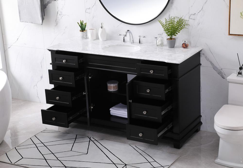Elegant Furniture & Lighting - Wesley 60 inch Single bathroom vanity set in black - VF50060BK veiw 4
