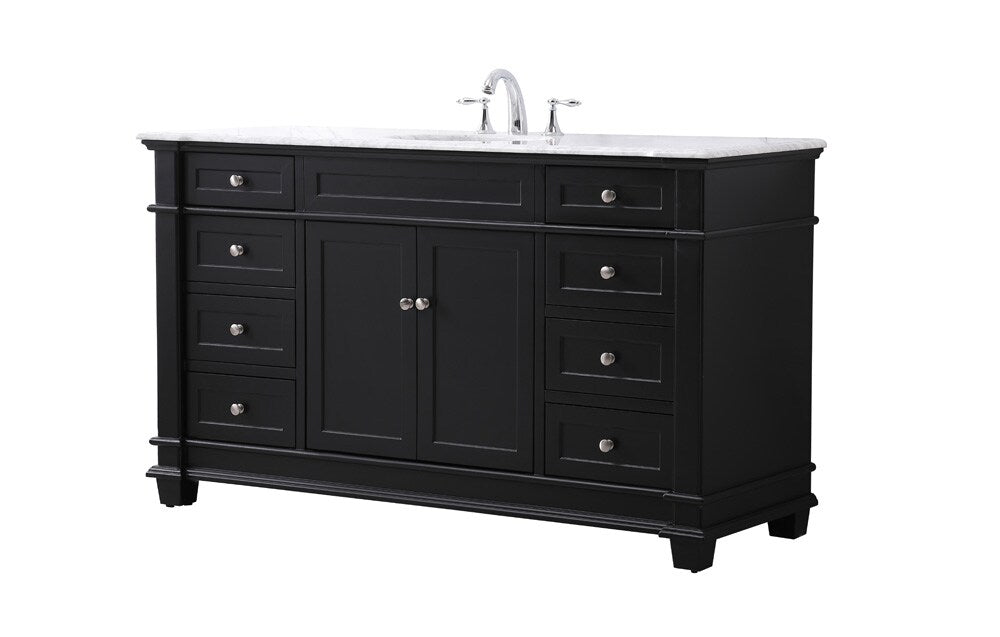 Elegant Furniture & Lighting - Wesley 60 inch Single bathroom vanity set in black - VF50060BK veiw 8