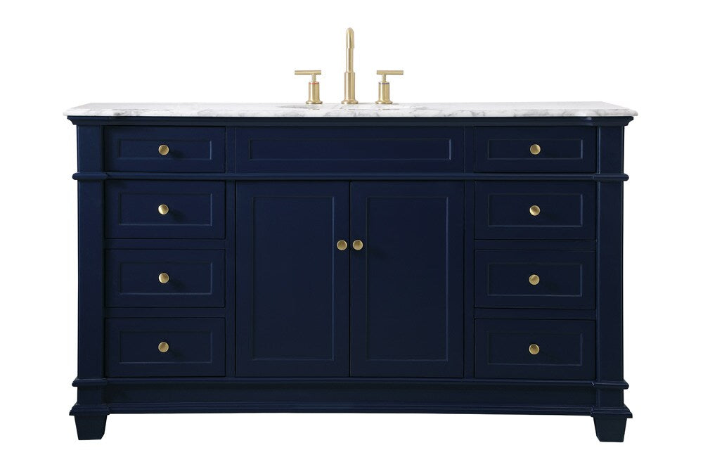 Elegant Furniture & Lighting - Wesley 60 inch Single Bathroom Vanity set in Blue - VF50060BL veiw 1