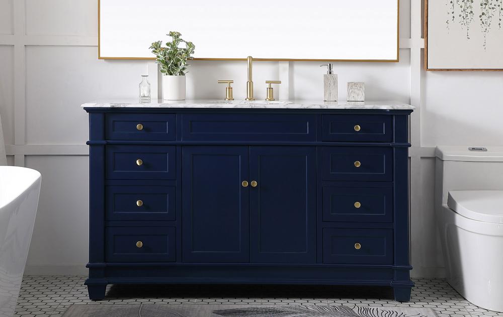 Elegant Furniture & Lighting - Wesley 60 inch Single Bathroom Vanity set in Blue - VF50060BL veiw 2