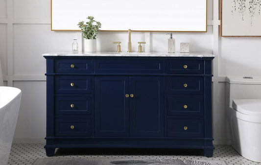 Elegant Furniture & Lighting - Wesley 60 inch Single Bathroom Vanity set in Blue - VF50060BL veiw 2