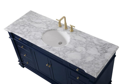 Elegant Furniture & Lighting - Wesley 60 inch Single Bathroom Vanity set in Blue - VF50060BL veiw 3