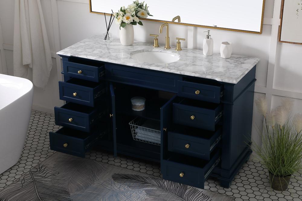 Elegant Furniture & Lighting - Wesley 60 inch Single Bathroom Vanity set in Blue - VF50060BL veiw 10