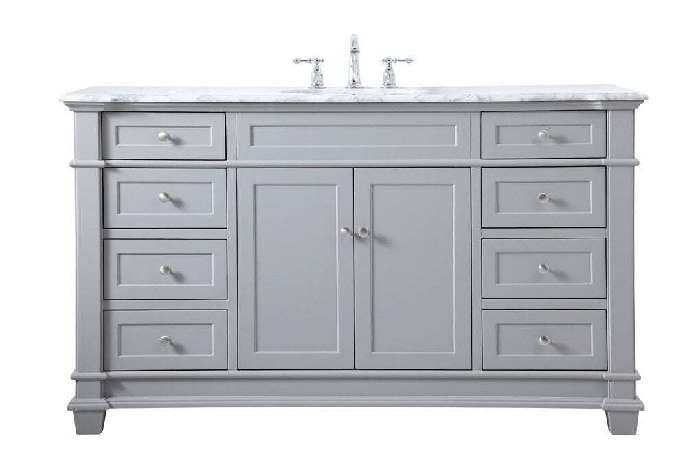 Elegant Furniture & Lighting - Wesley 60 inch Single Bathroom Vanity set in Grey - VF50060GR veiw 1