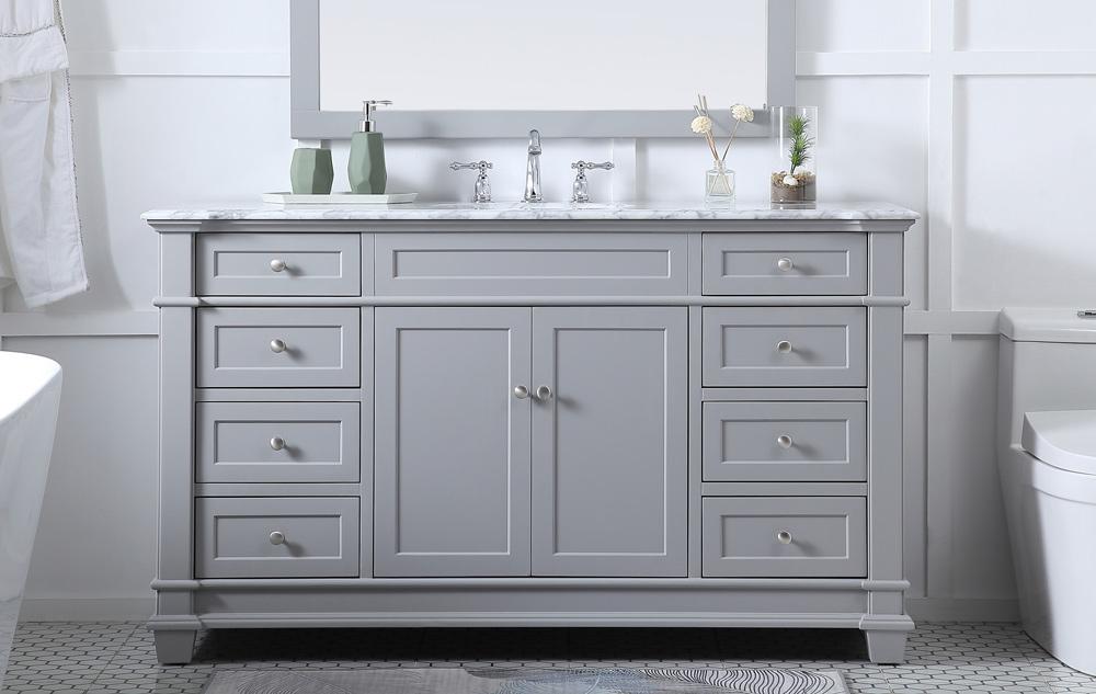 Elegant Furniture & Lighting - Wesley 60 inch Single Bathroom Vanity set in Grey - VF50060GR veiw 2