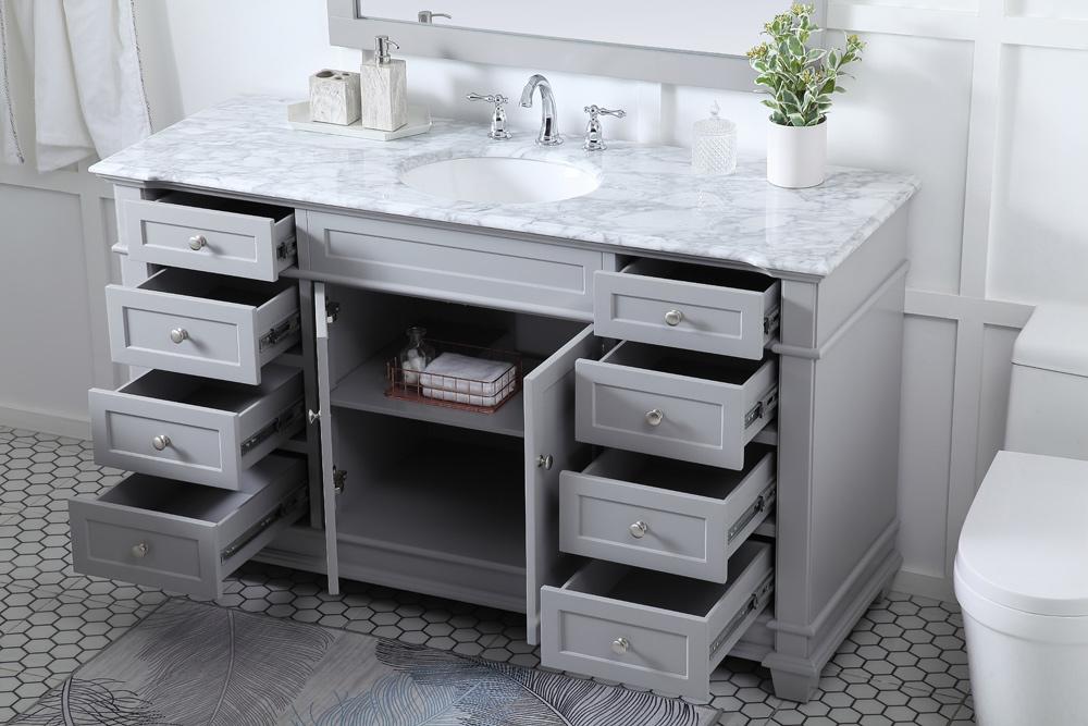 Elegant Furniture & Lighting - Wesley 60 inch Single Bathroom Vanity set in Grey - VF50060GR veiw 10