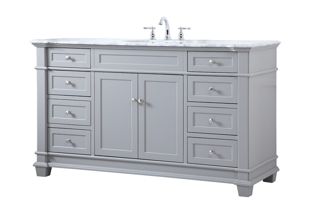 Elegant Furniture & Lighting - Wesley 60 inch Single Bathroom Vanity set in Grey - VF50060GR veiw 14