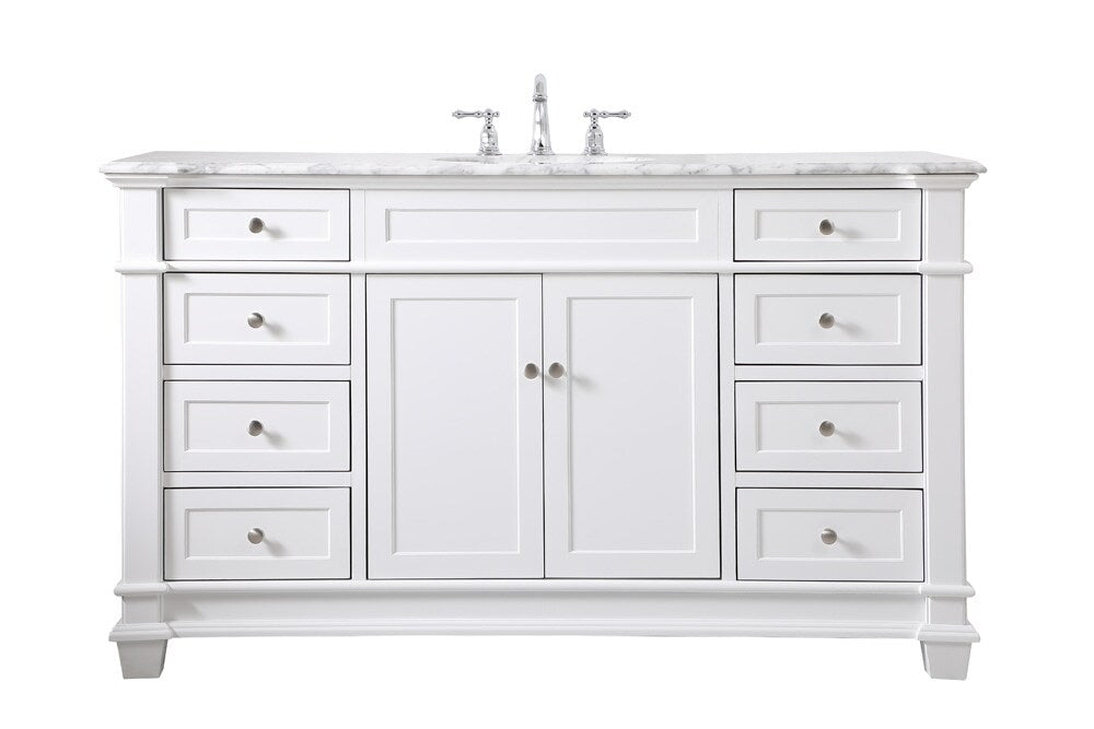 Elegant Furniture & Lighting - Wesley 60 inch Single Bathroom Vanity set in White - VF50060WH veiw 1