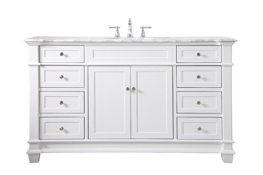 Elegant Furniture & Lighting - Wesley 60 inch Single Bathroom Vanity set in White - VF50060WH veiw 1