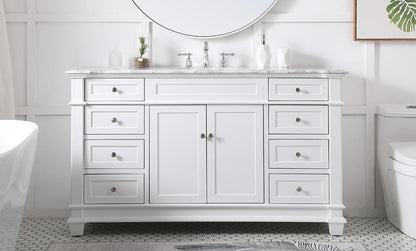 Elegant Furniture & Lighting - Wesley 60 inch Single Bathroom Vanity set in White - VF50060WH veiw 2