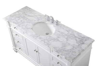 Elegant Furniture & Lighting - Wesley 60 inch Single Bathroom Vanity set in White - VF50060WH veiw 3