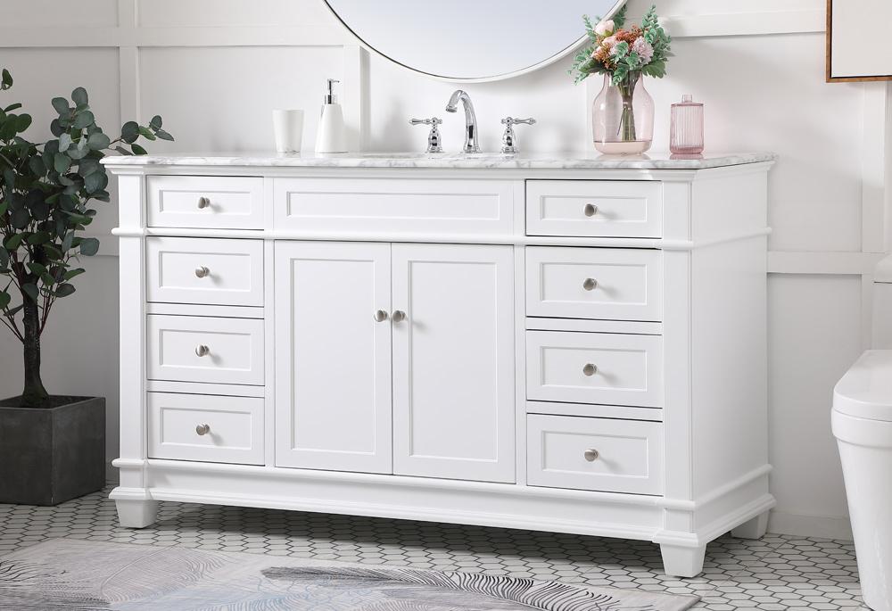 Elegant Furniture & Lighting - Wesley 60 inch Single Bathroom Vanity set in White - VF50060WH veiw 9