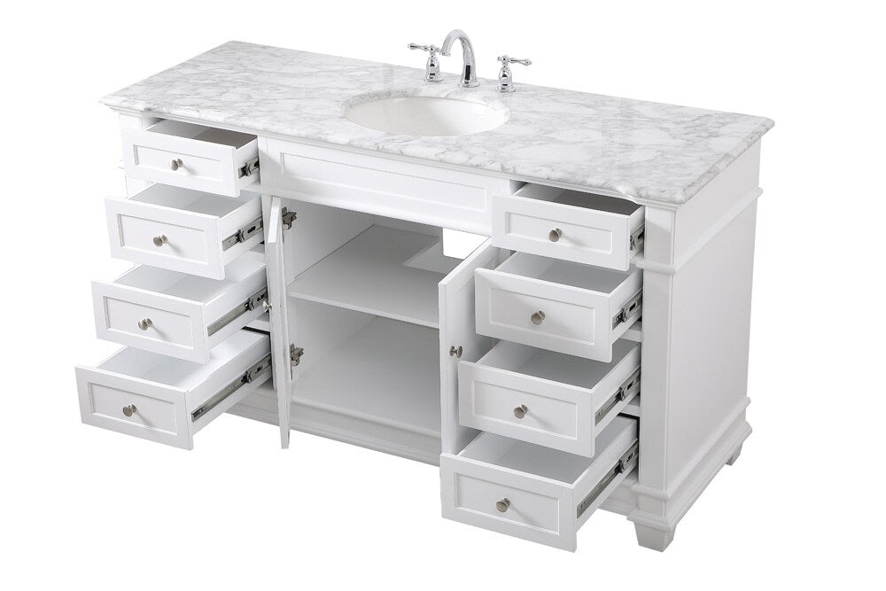 Elegant Furniture & Lighting - Wesley 60 inch Single Bathroom Vanity set in White - VF50060WH veiw 16