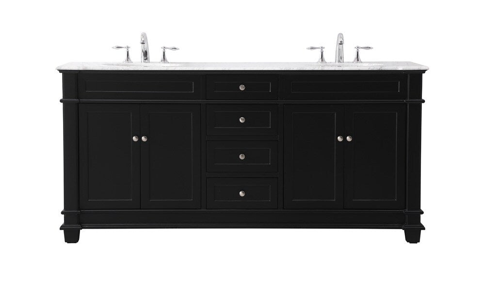 Elegant Furniture & Lighting - Wesley 72 inch double bathroom vanity set in black - VF50072DBK veiw 1