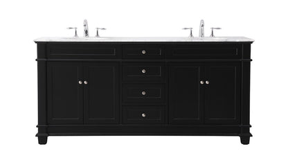Elegant Furniture & Lighting - Wesley 72 inch double bathroom vanity set in black - VF50072DBK veiw 1