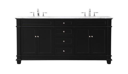 Elegant Furniture & Lighting - Wesley 72 inch double bathroom vanity set in black - VF50072DBK veiw 1