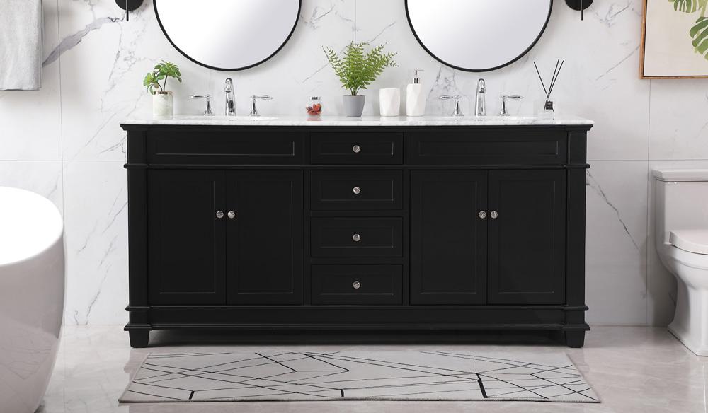 Elegant Furniture & Lighting - Wesley 72 inch double bathroom vanity set in black - VF50072DBK veiw 2