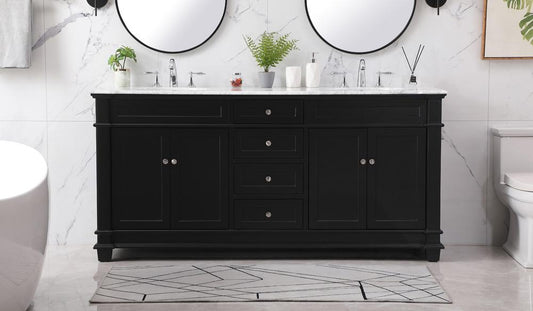 Elegant Furniture & Lighting - Wesley 72 inch double bathroom vanity set in black - VF50072DBK veiw 2