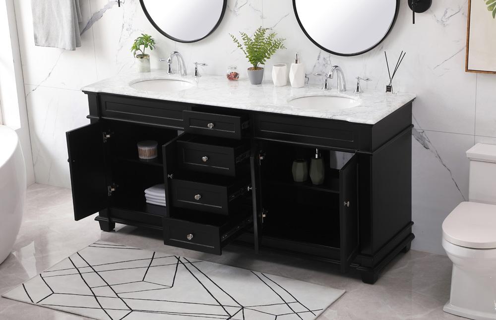 Elegant Furniture & Lighting - Wesley 72 inch double bathroom vanity set in black - VF50072DBK veiw 4
