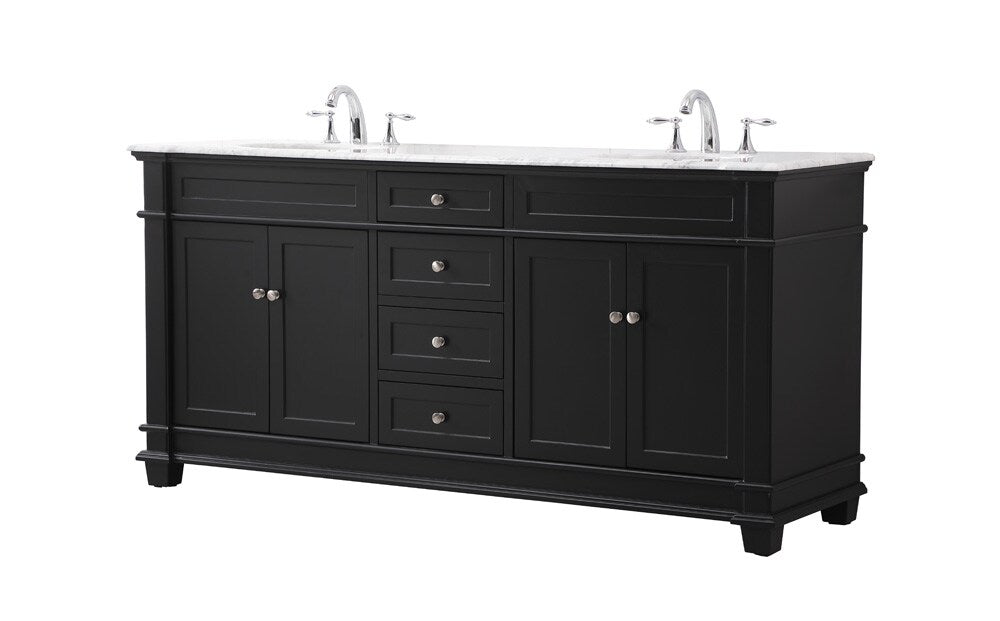 Elegant Furniture & Lighting - Wesley 72 inch double bathroom vanity set in black - VF50072DBK veiw 8