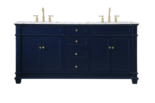 Elegant Furniture & Lighting - Wesley 72 inch Double Bathroom Vanity set in Blue - VF50072DBL veiw 1