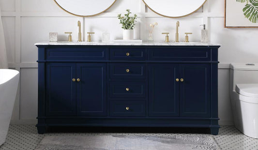 Elegant Furniture & Lighting - Wesley 72 inch Double Bathroom Vanity set in Blue - VF50072DBL veiw 2