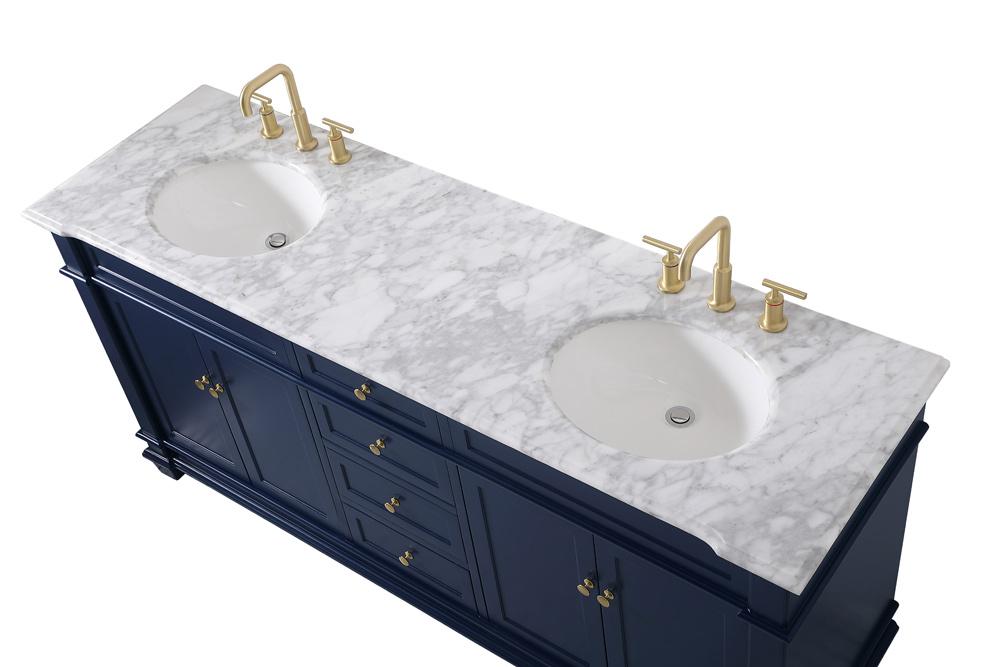 Elegant Furniture & Lighting - Wesley 72 inch Double Bathroom Vanity set in Blue - VF50072DBL veiw 3