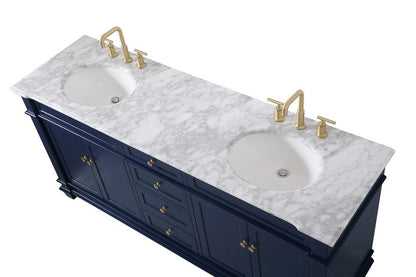 Elegant Furniture & Lighting - Wesley 72 inch Double Bathroom Vanity set in Blue - VF50072DBL veiw 3