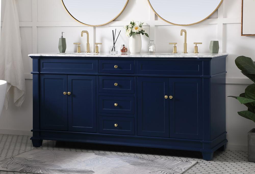 Elegant Furniture & Lighting - Wesley 72 inch Double Bathroom Vanity set in Blue - VF50072DBL veiw 9