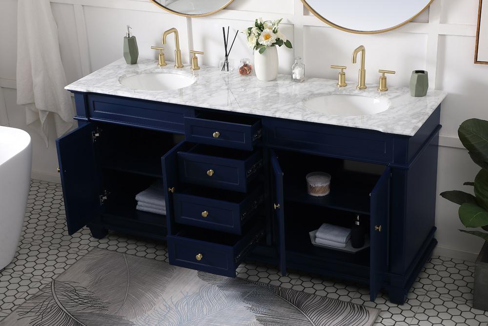 Elegant Furniture & Lighting - Wesley 72 inch Double Bathroom Vanity set in Blue - VF50072DBL veiw 10