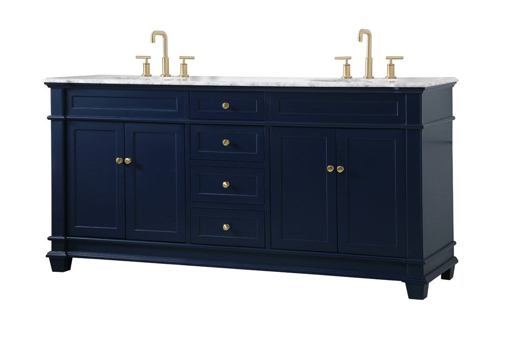 Elegant Furniture & Lighting - Wesley 72 inch Double Bathroom Vanity set in Blue - VF50072DBL veiw 14
