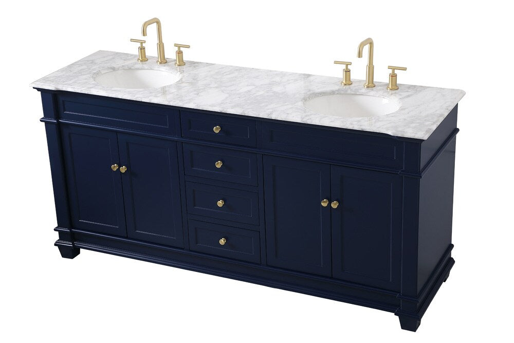 Elegant Furniture & Lighting - Wesley 72 inch Double Bathroom Vanity set in Blue - VF50072DBL veiw 15